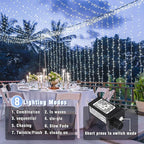 Christmas Lights Indoor, 132FT 400 LED Outdoor String Lights with 8 Modes Waterproof, Plug in Fairy Twinkle Lights Clear Wire for House Bedroom Patio Window Garden Wedding Decorations