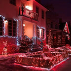 QITONG 4 Pack Red Solar Fairy Lights, Each 33ft 100 LED Christmas String Light Outdoor Waterproof, 8 Modes Silver Wire Mini Twinkle Lights