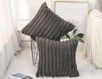 PANOD Set of 2 Faux Fur Decorative Throw Pillow Covers 18 x 18 Grey,Luxury Plush Modern Accent Funky Boho Pillow Covers Pillow Case Cushion Case for Couch Bed Sofa Farmhouse Livingroom Bedroom