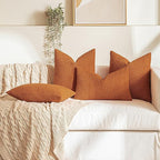 MIULEE 18x18 Inch Decorative Pillow Covers for Couch Bed Set of 2 Textured Boucle Neutral Winter Throw Pillows Orange Accent Solid Cushion Pillowcases Sofa Livingroom Home Decor