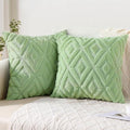 Pallene Sage Green Throw Pillow Covers 24x24 Set of 2, Soft Plush Faux Fur Decorative Couch Pillow Covers for Sofa Bed Living Room Pillow Cases with 3D Diamond Pattern