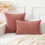 Kevin Textile Throw Pillow Covers Soft Corduroy Decorative Set of 2 Boho Striped Pillow Covers Pillowcases Valentines Day Farmhouse Home Decor for Couch Bed Sofa Living Room 18x18 Inch Blush Pink