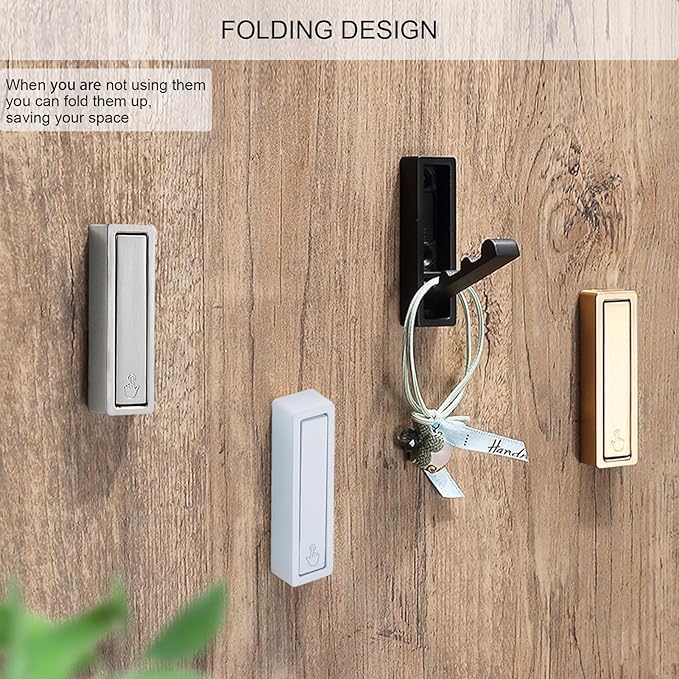 Foldable Coat Hooks 2 Pack,Heavy Duty Wall Hooks for Hanging Coats Towels Backpacks Bags Brushed Gold Towel Hooks for a Functional Home (Gold, 2)