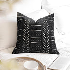 BlissBlush Black Decorative Throw Pillow Covers 18X18, Set of 2, Boho Farmhouse Cushion Cover, Cozy Soft Accent Pillowcase for Couch Sofa Bed Living Room Home Décor