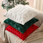 DFXSZ Christmas Pillow Covers 18x18 inch Set of 2 Cream White Christmas Tree Elk Decoration Soft Plush Faux Fur Jacquard Throw Pillows for Bedroom Sofa Holiday Festivals Winter Home Decor PTK069E18