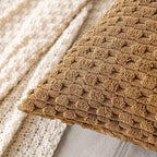 MIULEE Pack of 2 Decorative Throw Pillow Covers 16x16 Inch Soft Boho Striped Textured Corduroy Pillow Covers Modern Farmhouse Home Decor for Couch Bed Sofa Living Room Light Coffee