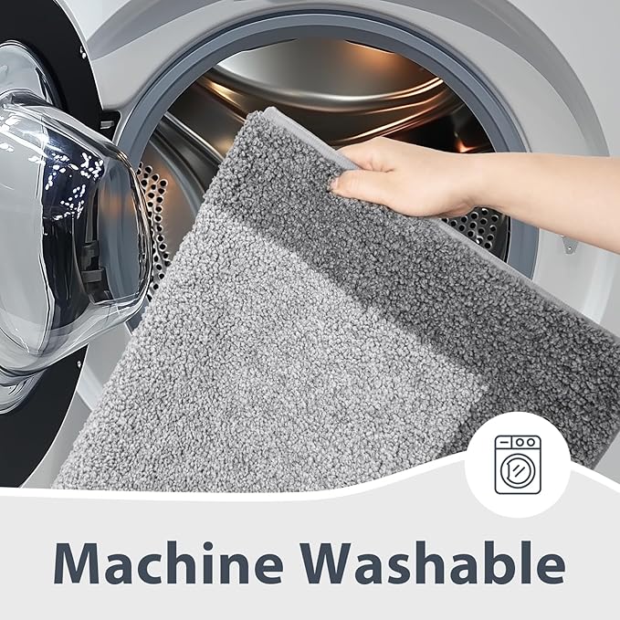 Bathroom Rugs 20" x 30", Non-Slip Extra Soft Absorbent Bath Rugs, Machine Washable Quick Dry Bath Mats for Bathroom Floor, Shower, Bathtub and Sink, Grey & Dark Grey