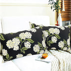 Decorative Throw Pillow Covers Set of 2 Black Hydrangea Pillow Covers 12x20 inch Super Soft Short Plush Square Floral Throw Pillows,Farmhouse Outdoor Pillow Covers for Couch Living Room