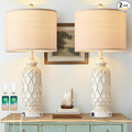 Farmhouse Lamps for Living Room Set of 2, 28" Table Lamps for Bedroom with USB A+C Charging Ports, Touch Lamps for Nightstand, 2 Bulbs Included