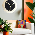 Matisse Decorative Pillow Cover Cutouts Hand Embroidered Abstract Toss Pillows Farmhouse Chair Cushion Contemporary Pillowsham Mid-Century Chair Cushions Wool Size 18x18