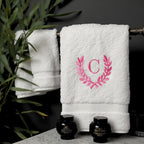 Decorative and Monogrammed Hand Towels for Bathroom Kitchen Makeup | Personalized Gift for Wedding-Bridal | Roman Font Custom Luxury Turkish Towel | Spa Collection, Oversized, 16 X 30 Inch, Set of 2