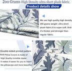 Decorative Throw Pillow Covers Set of 2 Blue Green Large Leaves Pillow Covers 20x20 inch Soft Short Plush Square Floral Throw Pillows,Farmhouse Outdoor Pillow Covers for Couch Living Room