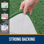 OLANLY Bathroom Rugs 59x24, Extra Soft Absorbent Chenille Bath Rugs, Rubber Backing Quick Dry, Machine Washable Bath Mats for Bathroom Floor, Tub and Shower, Home Decor Accessories, Olive Green