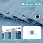 Extra Blue Linen Shower Curtains 84 Inches Long for Patio Sliding Glass Door Cream Ivory 72 Inch Wide Bath Curtain with Hooks Rings Neutral Natural Semi Sheer 72x84 Curtain for Bathroom