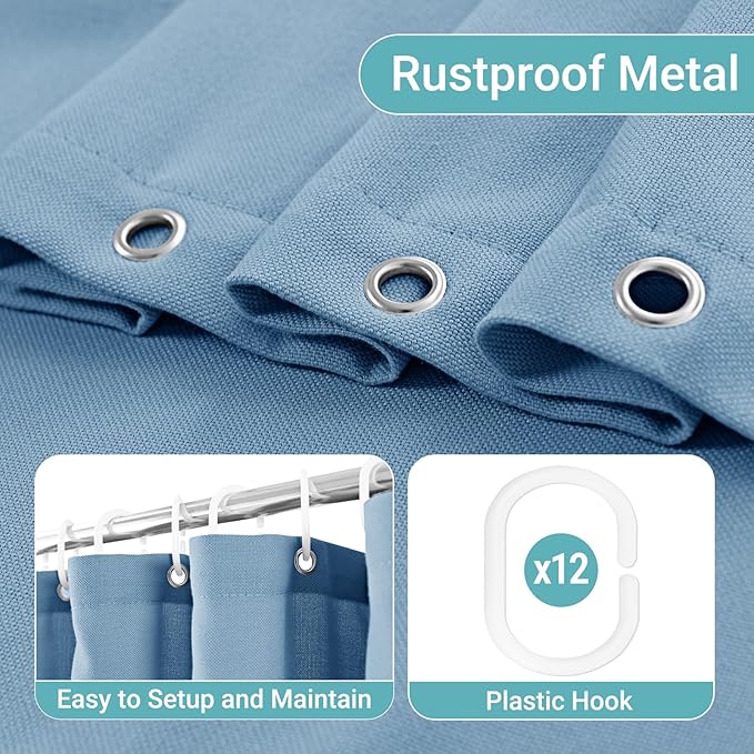 Blue Linen Small Stall Shower Curtains for Bathroom Natural Boho Shower Curtains Stall Bath 36x72 Cloth Fabric Half Narrow Water Repellent RV Drapes for Bathtub 36 x 72 Inches