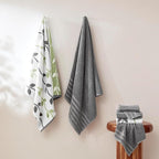 Modern Threads Organic Vines 6-Piece 100% Cotton Towel Set – Yarn Dyed Jacquard & Solid – Includes 2 Bath Towels, 2 Hand Towels, 2 Washcloths – Absorbent, Quick Dry, Soft & Durable – Gray