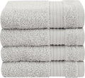 Cotton Paradise 100% Cotton Turkish Washcloth Set for Bathroom, 4 Piece Soft Absorbent Small Hand Face Towels Wash Rags, Silver Grey