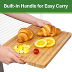 Bamboo Cutting Board For Kitchen, Bamboo Cutting Board Set of 3 with Juice Groove, Double-Sided Chopping Board Serving Board for Meat, Vegetables and Cheese