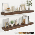 fuqing Floating Shelves for Wall, Wall Mounted Wood Floating Shelf with Invisible Brackets for Living Room, Bathroom, Bedroom, Kitchen Storage and Decor, 40 Inch Set of 2, Walnut