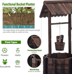 Garden Wooden Decor Rustic Wishing Well Planter Outdoor Home Décor for Patio, Upgrade Wishing Well Garden, Yard Hanging Bucket Patio Lawn Backyard Home Decor
