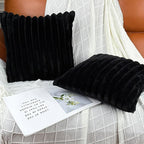 20x20 Throw Pillow Covers Set of 2, Decorative Faux Fur Covers for Bed, Couch Soft Fluffy Pillow Cover with Velvet Back for Living Room, Neutral Home Décor Accent for Sofa - Black