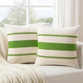 Fancy Homi Set of 2 Boho Lime Green Decorative Throw Pillow Cover 20x20 Inch for Couch Bed Sofa, Aesthetic Modern Organic Farmhouse Home Decor, Soft Cotton Cute Accent Macrame Woven Cushion Case