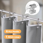 LaCyan 3 in 1 Waterproof Waffle Weave Shower Curtain and Clear Liner Set with 12 Stainless Steel Hooks Double Sided for Bathroom 72 Inches Heavy Duty Polyester Fabric Shower Curtains 36x72