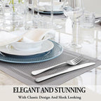 24 Pcs Silverware Set with Steak Knives Service for 4,Stainless Steel Flatware Set,Mirror Polished Cutlery Utensil Sets,Home Kitchen Eating Tableware Sets,Include Fork Knife Spoon,Dishwasher Safe