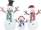 Large Christmas Snowman Family Decorations, 43Inch 3D Pre-Lit Snowman with 200 LED Lights & Zip Ties, Outdoor Indoor Holiday Decor for Yard,Porch,Home-Sparkling White