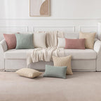 MIULEE Pack of 2 Decorative Lumbar Throw Pillow Covers 12x20 Inch Soft Boho Striped Textured Corduroy Pillow Covers Modern Farmhouse Home Decor for Couch Bed Sofa Living Room Beige