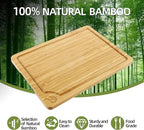 Bamboo Cutting Board Set of 4, Chopping Boards with Food Icons for Kitchen, Charcuterie Board for Meat, Vegetables, Fruits, Cheese