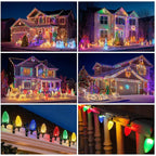 TW SHINE C9 Christmas Lights, 100 LED 66 FT Christmas String Lights Outdoor with 100 Spring Clips and Timer, Waterproof Connectable for Indoor Yard Xmas Tree House Decorations (Multi-Colored)