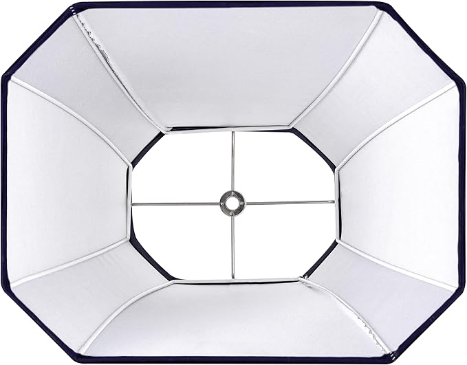 GO&SO Rectangular Blue Lamp Shades Square Cut Corner, 8x14x11 Inch Medium Table Lamp Shades, Natural Faux Silk Handcrafted, Easy Assembly Required (Set of 2) Medium Lampshade Replacement Modern