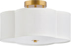 VONLUCE Semi Flush Mount Ceiling Light, 13" Ceiling Light Fixture with Four Leaf Clover-Shaped, 4-Light Modern Light Fixture for Bedroom Living Room Nursery Hallway, White Shade & Gold Finish