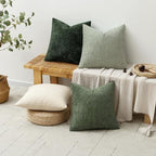 MIULEE Pack of 4 Christmas Couch Throw Pillow Covers 20x20 Inch Neutral Green Soft Decorative Chenille Pillow Covers Farmhouse Accent Cushion Covers for Boho Home Decor Sofa Bedroom Living Room