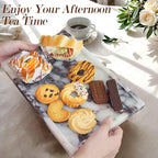 100% Real Luxury Natural Marble Vanity Tray Genuine Calacatta Viola Marble Stone Storage Trays for Home Decor Bathroom Vanity Dresser Kitchen, Non-Resin/Non-Ceramic, 11.7" x 7.8"