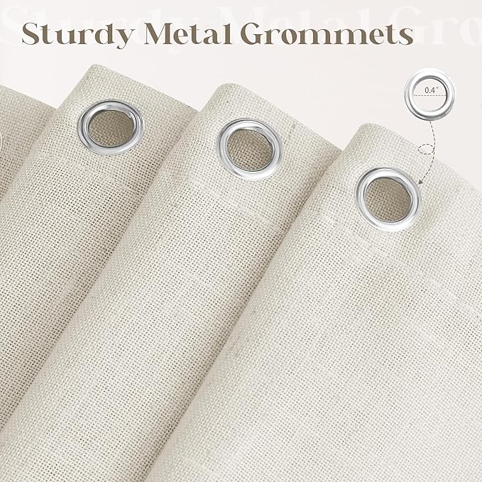 Extra Long Linen Shower Curtain 84 Inch Long Neutral Greige Tan Bath Shower Curtain Set with Hooks XLong Tall Country Farmhouse Boho Drapes for Bathroom, Greyish Beige, 72x84 Drapes