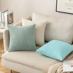 MIULEE Pack of 2 Corduroy Soft Soild Decorative Square Throw Pillow Covers Set Cushion Cases Pillowcases for Sofa Bedroom Couch 18 x 18 Inch Greyish Green