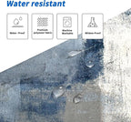 4Pcs Grey Bathroom Shower Curtain Sets with Rugs, Blue and Grey Abstract Painting Gray Retro Bathroom Sets with Shower Curtain and Rugs and Accessories