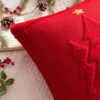 MIULEE Christmas Trees Pillow Covers Set of 2 Decorative Soft Throw Pillows Plush Faux Fur Wool Embroidered Couch Cushion for Holiday Winter Home Decor Chair Sofa Bedroom Living Room,Red 18x18inch