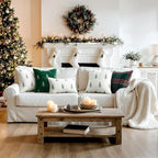 MIULEE Christmas Decorative Pillow Covers Set of 2 Faux Fur Throw Pillows with Embroidered Christmas Tree 18x18 Inch White Green Winter Couch Covers for Festival Sofa Bedroom Living Room Home Decor