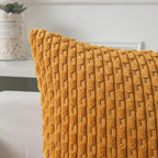 Kevin Textile Throw Pillow Covers Soft Corduroy Decorative Set of 2 Boho Striped Pillow Covers Pillowcases Farmhouse Home Decor for Couch Bed Sofa Living Room 26x26 Inch Golden Yellow
