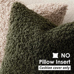 Foindtower 2 Pieces 18x18 Inch Olive Green, Faux Fur Throw Pillow Cover Accent Sherpa Furry Pillow Covers Fuzzy Soft Pillowcases Cozy Sheepskin Decorative Fleece Cushion Case for Bed Couch Living Room