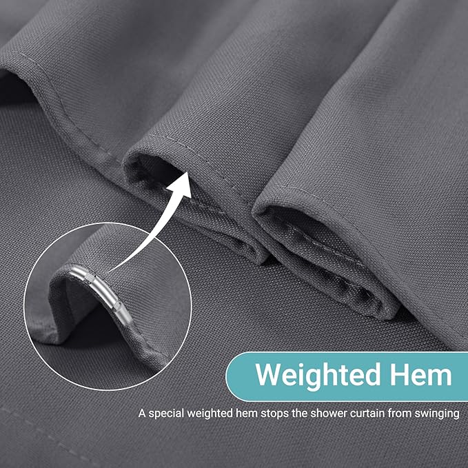 Grey Linen Shower Curtain for Bathroom Cream Boho Farmhouse Shower Curtains Natural Aesthetic Bath Decor Weighted Cloth Fabric Linen Textured Bath Curtain Liner with Hooks Set, Gray, 78 Inch