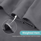 Linen Shower Curtain with 6 Hooks Modern Heavy Duty Washable Fabric Curtain Set Waterproof Thick Cloth Shower Curtains for Bathroom Bathtub Washable, W36*L70, Grey