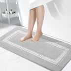 Gray Bathroom Rugs 24x47, Non Slip Washable Bath Mats,Super Soft Microfiber Bathroom Runner, Plush Fluffy Absorbent Bath Rugs for Sink Tub Basin Shower Floor