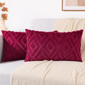 decorUhome Christmas Couch Throw Pillow Covers 12x20 Set of 2, Decorative Soft Plush Faux Wool Lumbar Neutral Accent Pillow Covers for Bed Sofa Living Room, Burgundy