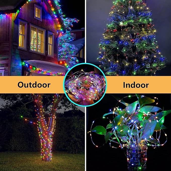 Warm White ⇋ Multicolor 66Ft 200LED Fairy Lights Plug in with Remote, Waterproof String Lights Outdoor 8 Modes Bedroom Decor, Twinkle Light for Girl's Room Garden Christmas Decorations