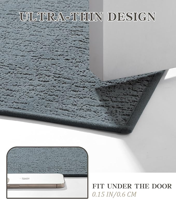 chakme Bathroom Rugs Mat 36x24, Ultra Thin Non Slip Bath Mat Quick Dry Absorbent Bath Mat for Bathroom Floor, (Light Blue, 36"x24")