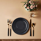 TP Melamine Plates Set of 8, 8-Inch Lightweight Reusable Plates for Picnic, Party, BBQ & Camping, Dishwasher Safe Tableware for Salads, Appetizers & Desserts, Black